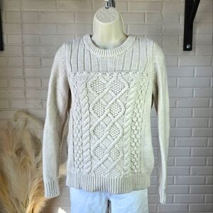 Banana Republic Off White Thick Cable Knit Sweater size Xtra Small